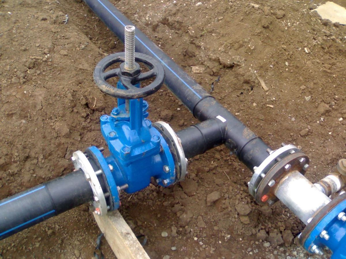 HDPE piping and valve installation